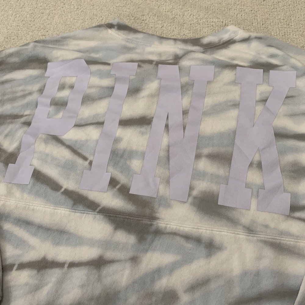 Victoria Secret PINK Oversized Sweatshirt Women's Size Small Tie Dye Blue